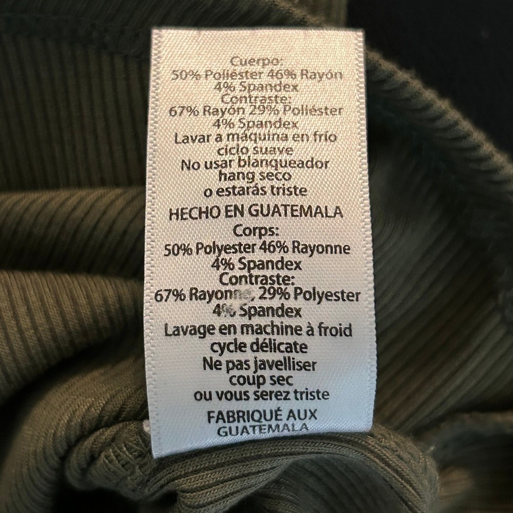 LuLaRoe Randy Baseball Tee Olive Green Ribbed Raglan Striped Sleeve Medium 1414 - Picture 7 of 9